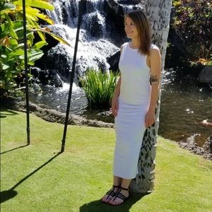 James Perse white open back skinny dress